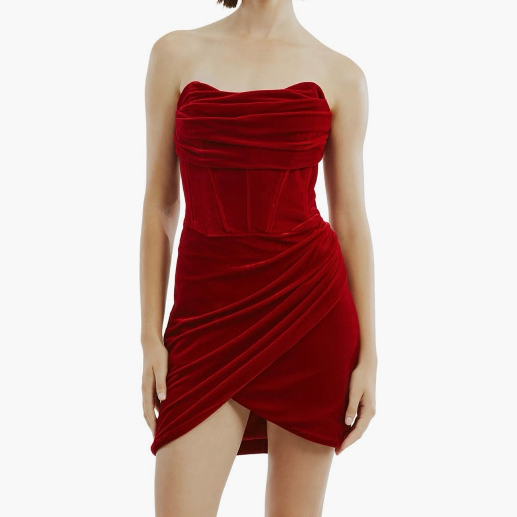 Claudette Mini Dress In Deep Red